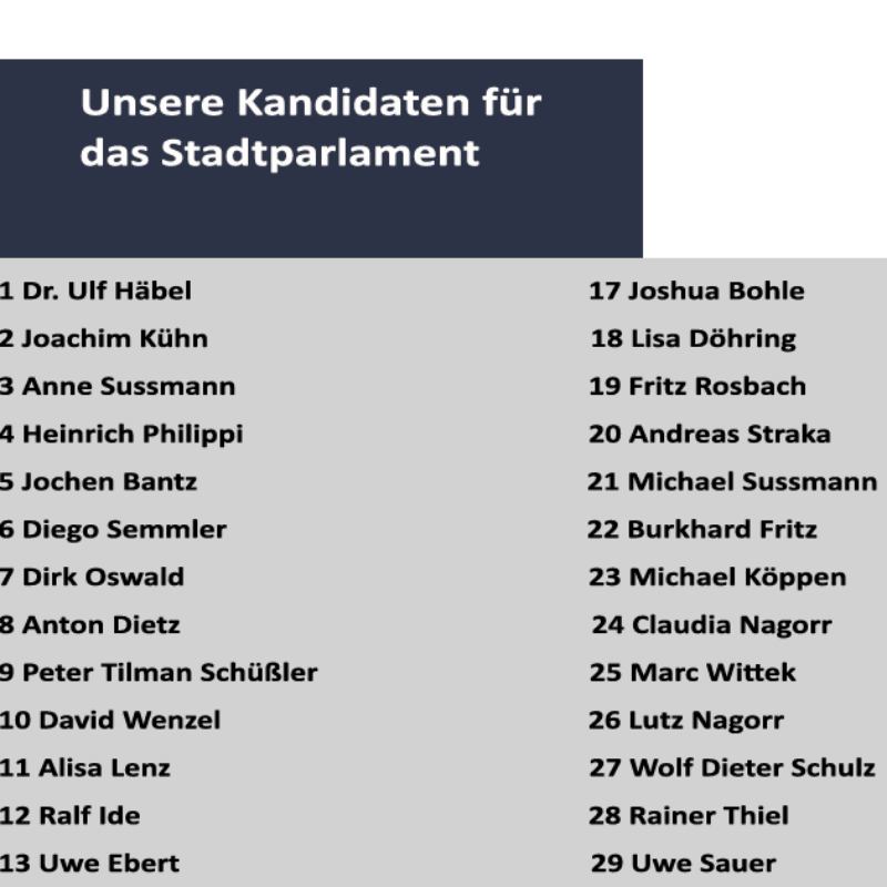 Kandidatenliste vorgestellt